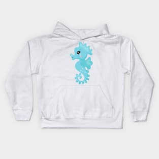 Cute Seahorse, Little Seahorse, Blue Seahorse Kids Hoodie